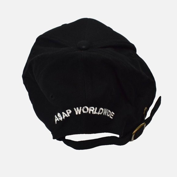 ASAP Rocky Mens FERG ASAP Worldwide Adjustable Black Baseball Cap Hat New - Picture 4 of 9